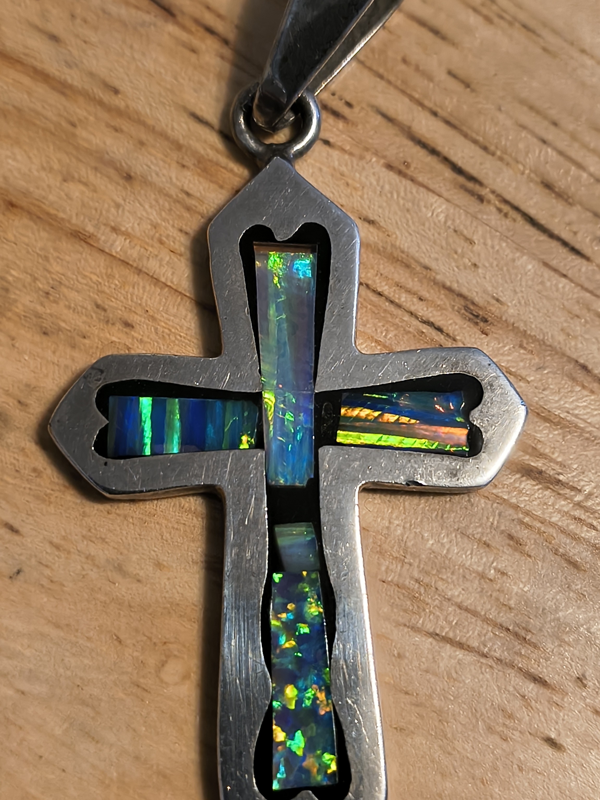 Vintage Sterling Silver And Natural Australian Opal Inset Signed 925 2.5 Inches